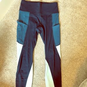 Athleta color block mesh workout leggings